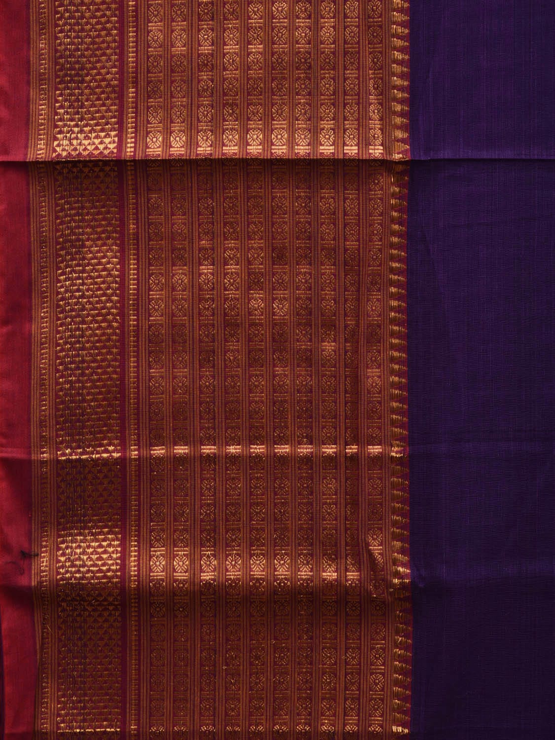 Violet Kanchi Cotton Plain Saree wtih One Side Border Design o0318
