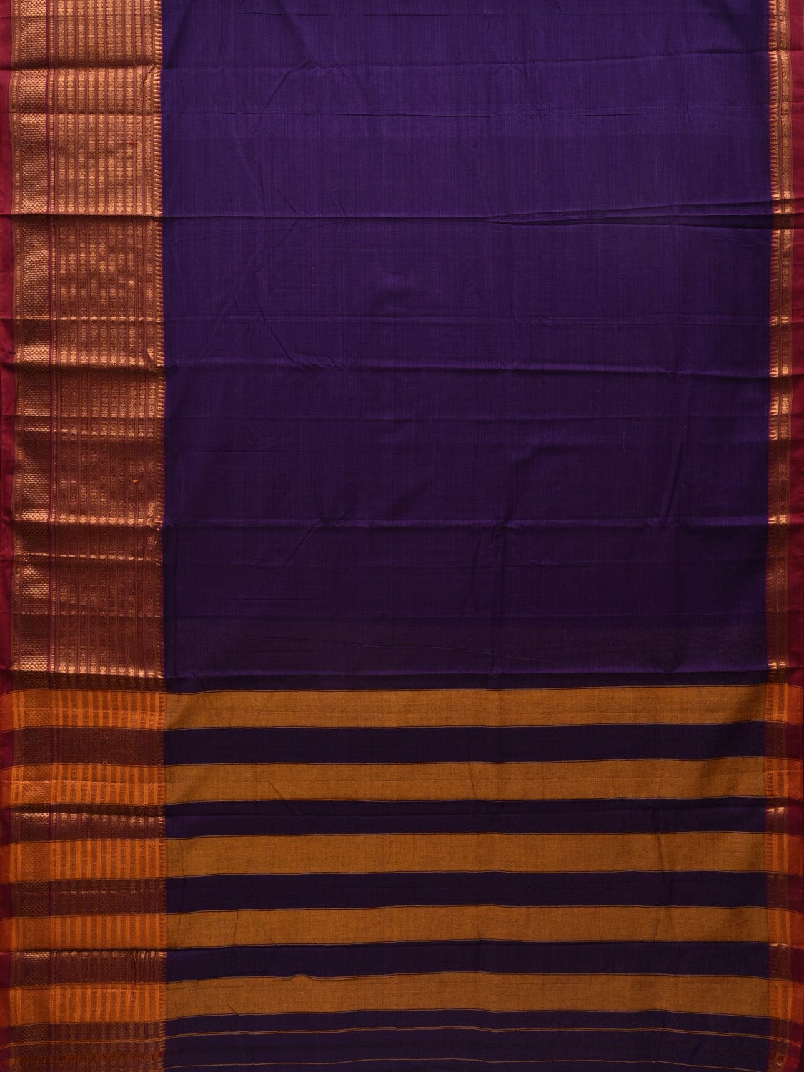 Violet Kanchi Cotton Plain Saree wtih One Side Border Design o0318