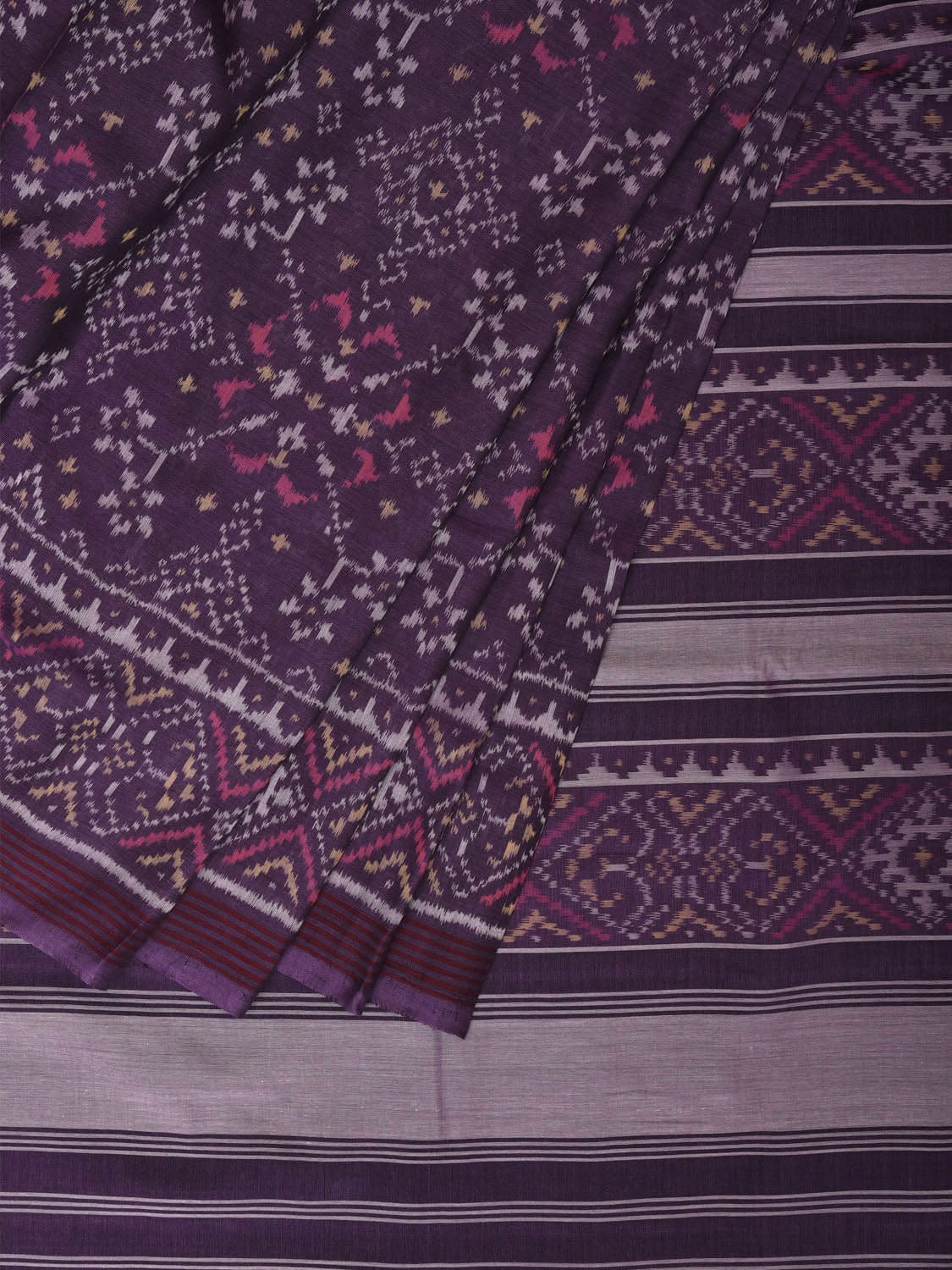 Violet Pochampally Single Ikat Cotton Handloom Saree with All Over Design i0744