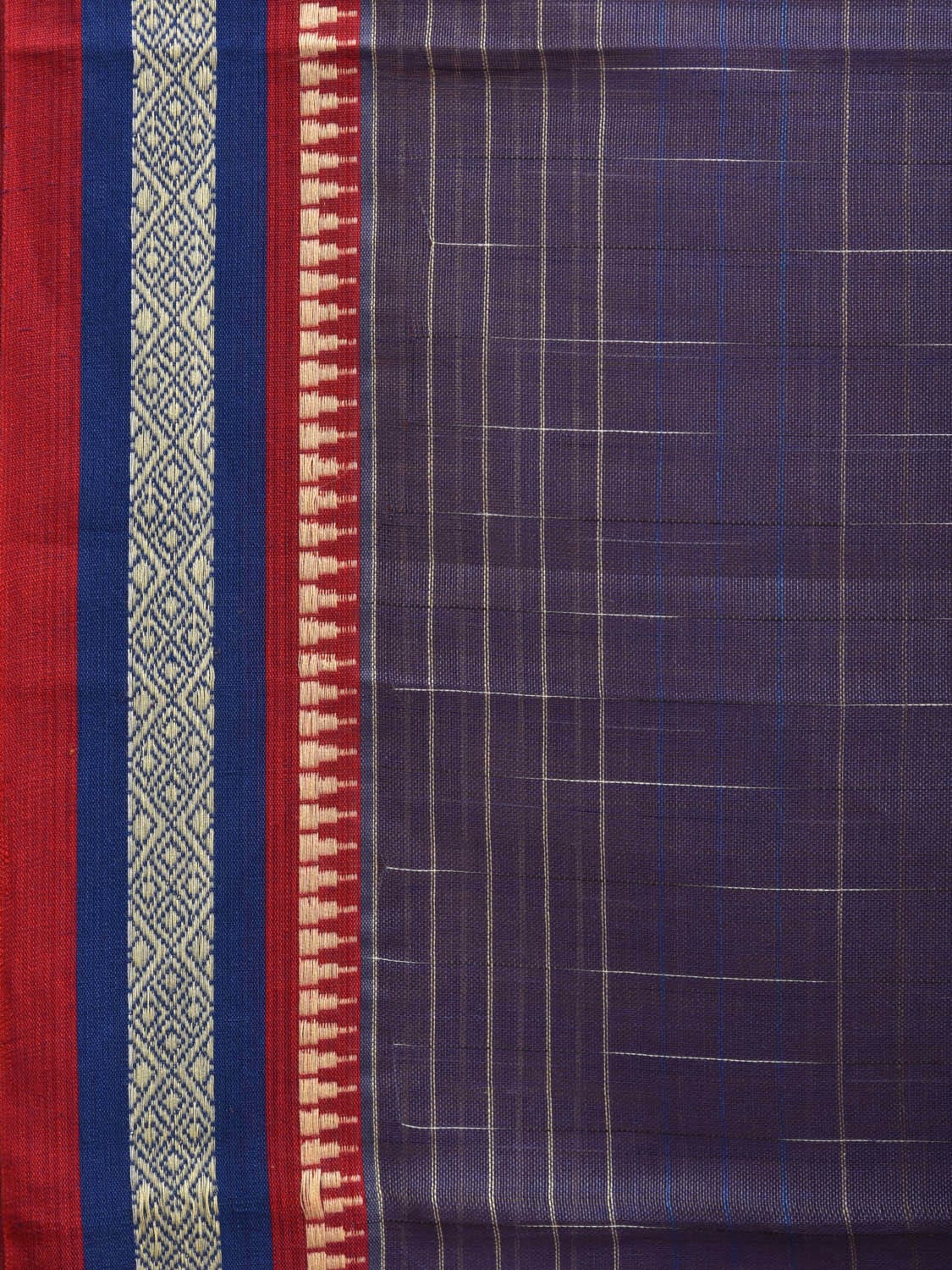 Voilet Narayanpet Cotton Handloom Saree with Checks Design No Blouse np0883