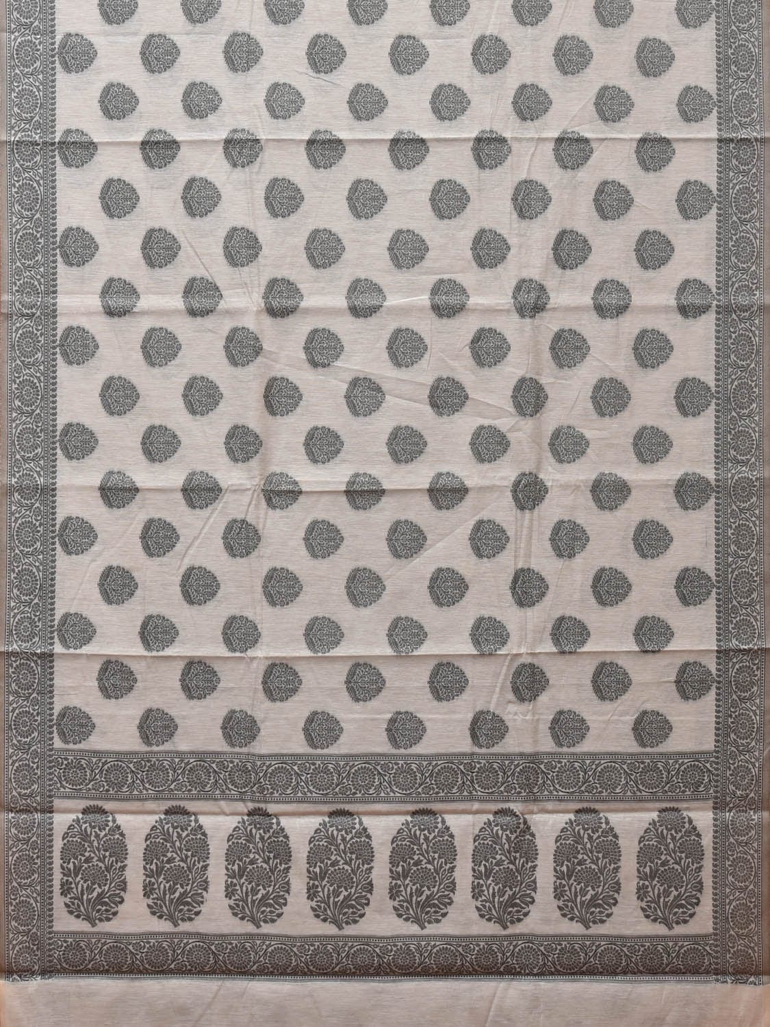White and Black Cut Work Sico Cotton Saree with Body Buta and Border Design o0420