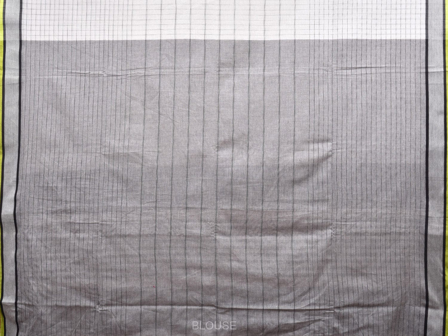 White and Black Kanchipuram Cotton Handloom Saree with Checks Design k0579