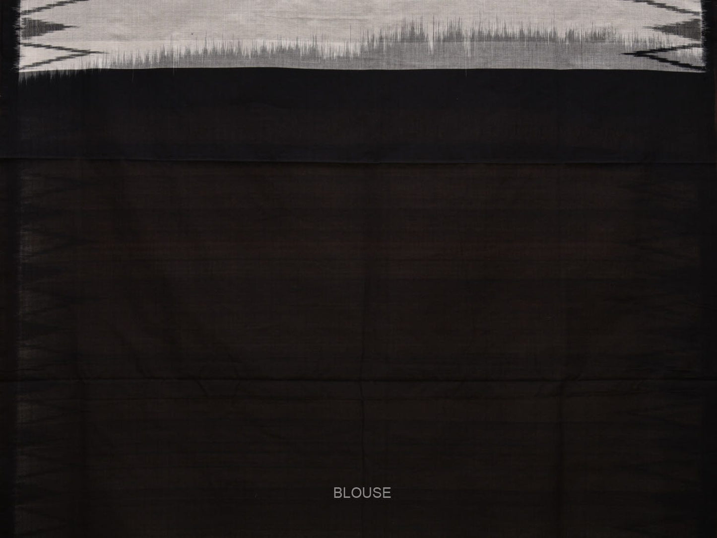 White and Black Pochampally Ikat Cotton Handloom Saree with Big Temple Border Design i0706
