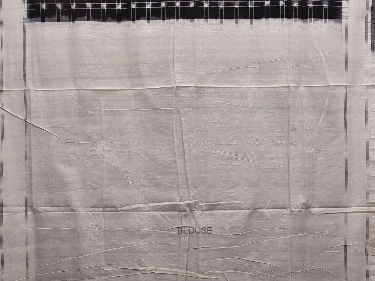 White and Black Pochampally Ikat Cotton Handloom Saree with Checks Design i0737