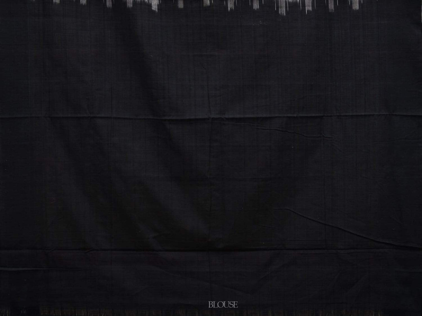 White and Black Pochampally Ikat Cotton Handloom Saree with Small Checks Design i0618