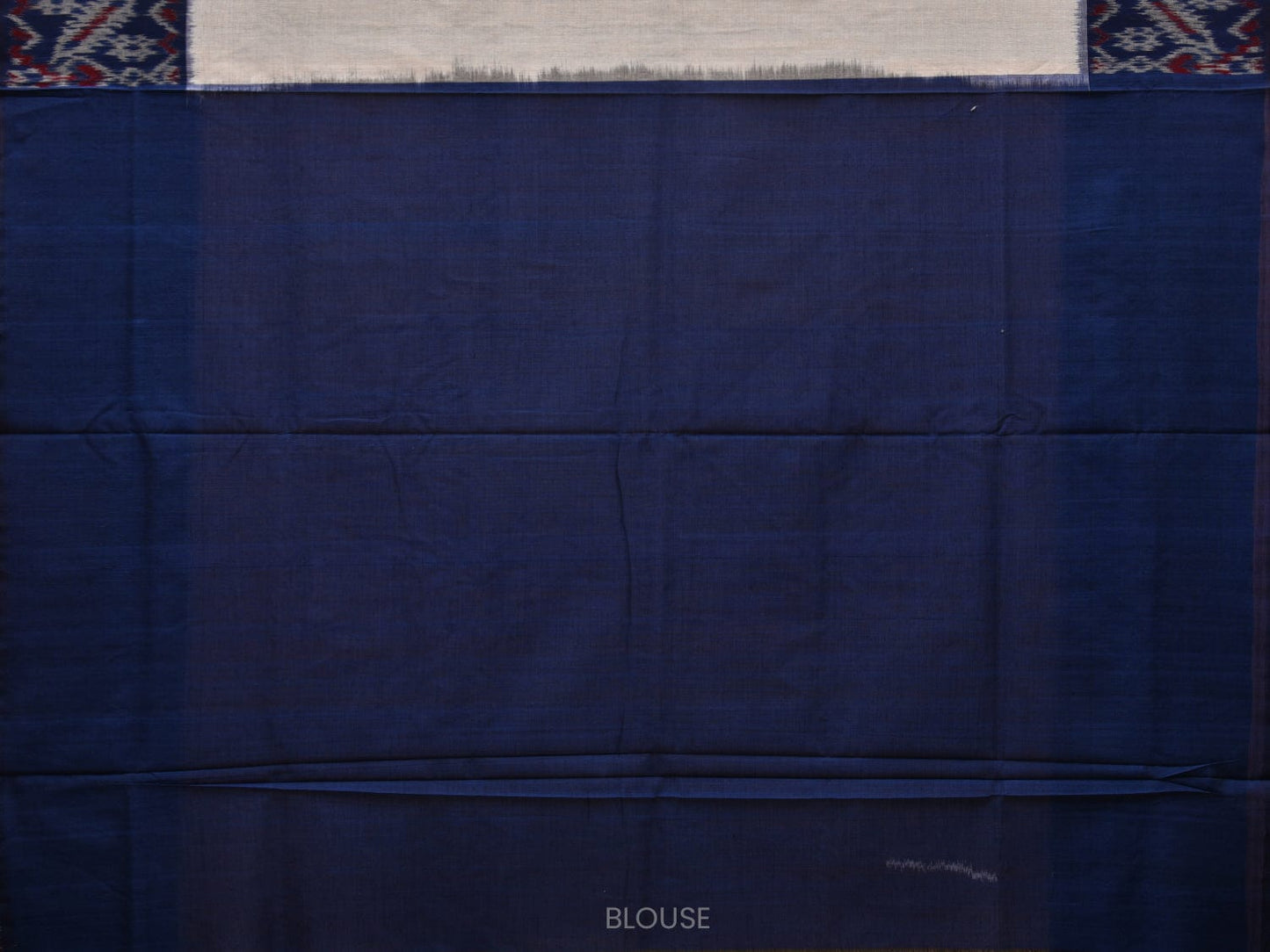 White and Blue Pochampally Ikat Cotton Handloom Saree with Border Design u0693