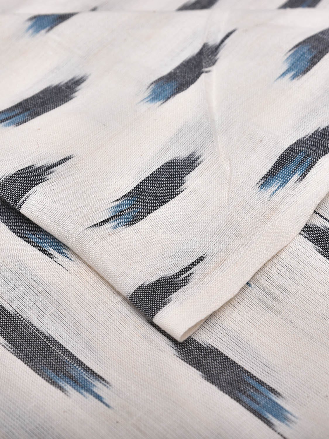 White and Grey Pochampally Ikat Cotton Handloom 2.5mts Fabric with Body Buta Design f0272