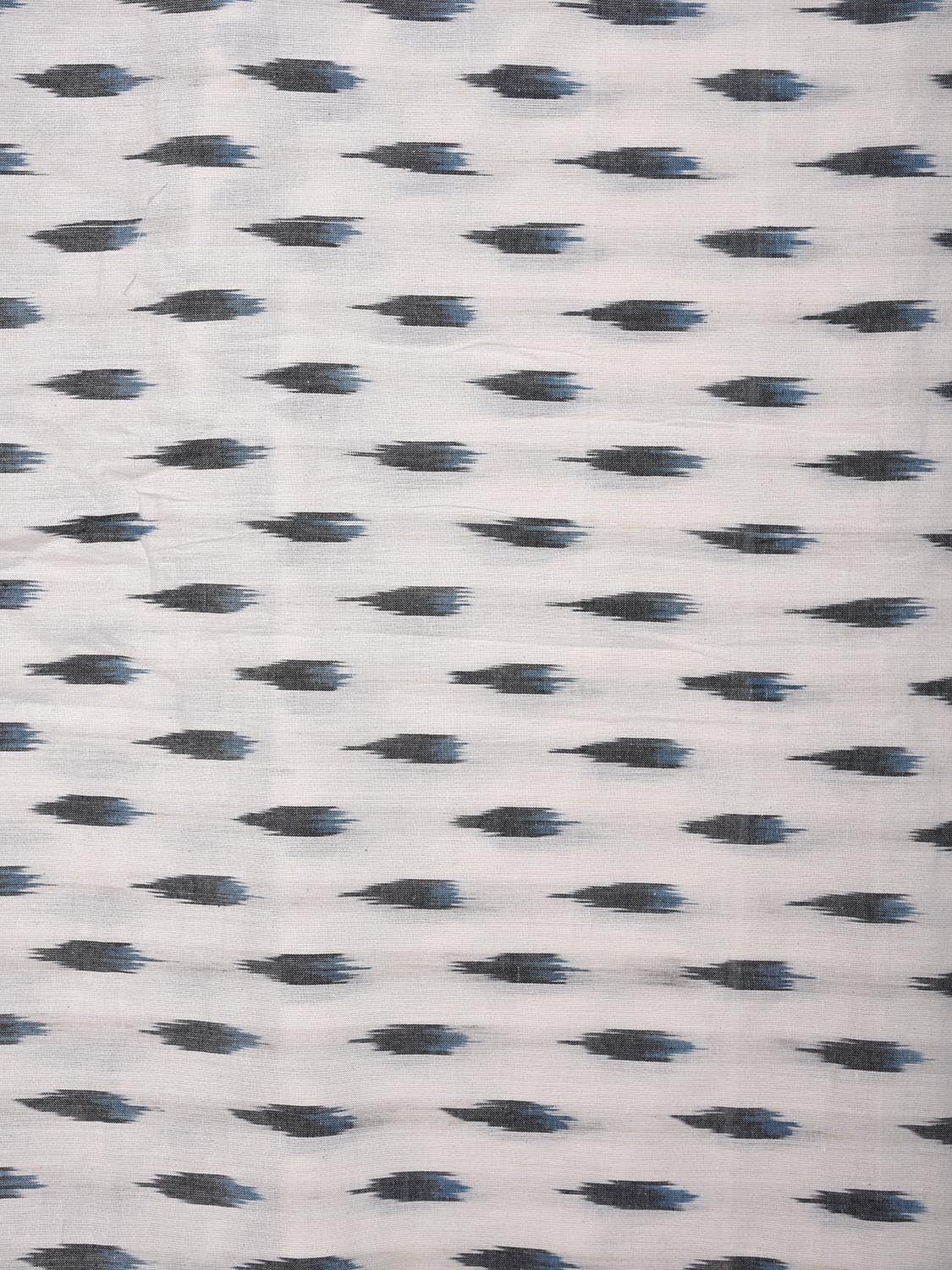White and Grey Pochampally Ikat Cotton Handloom 2.5mts Fabric with Body Buta Design f0272