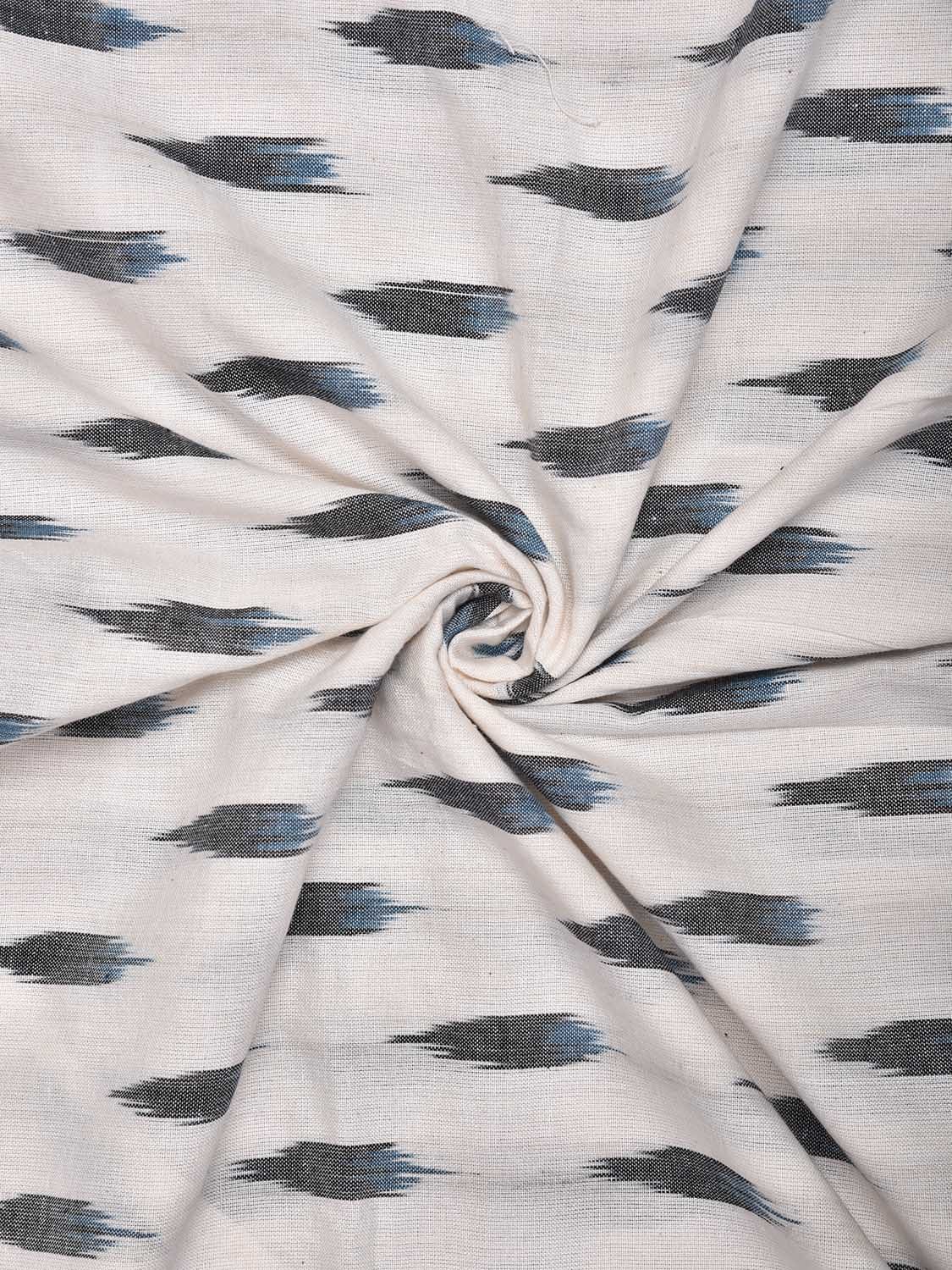 White and Grey Pochampally Ikat Cotton Handloom 2.5mts Fabric with Body Buta Design f0272