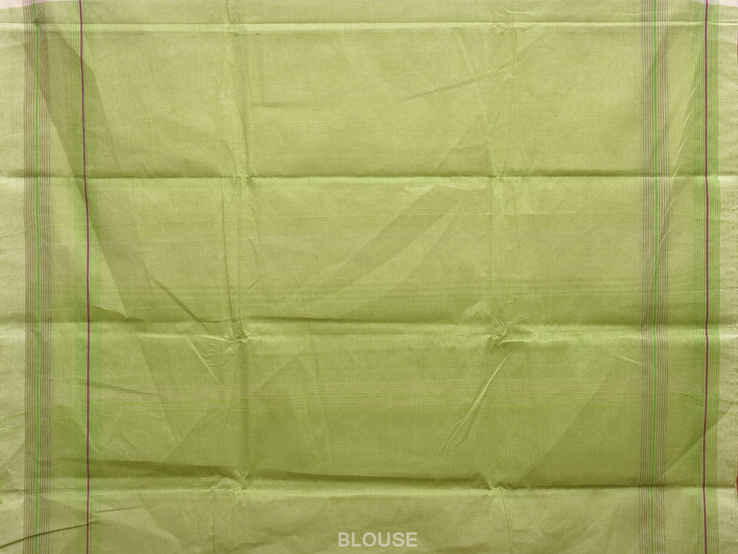 White and Light Green Venkatagiri Cotton Handloom Saree with Strips Border Design v0076
