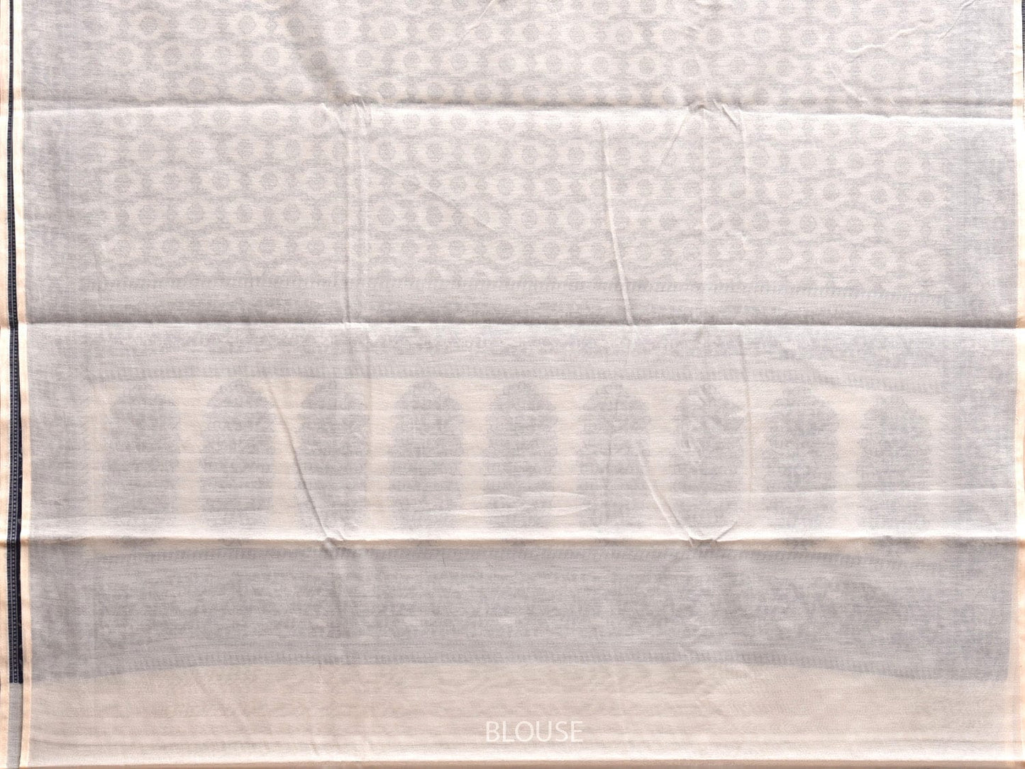 White and Navy Dhakai Jamdani Cotton Viscose Saree with Grill and Floral Pallu Design dj0080