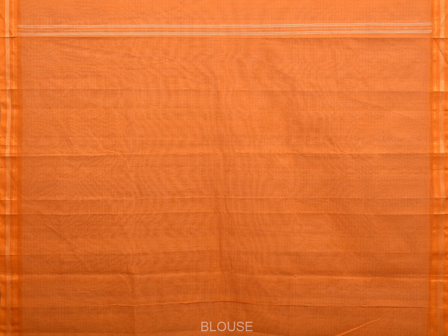 White and Orange Kanchipuram Cotton Handloom Saree with Checks Design k0563