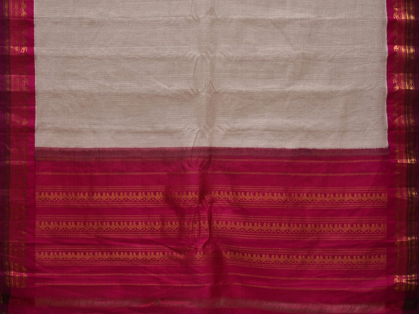 White and Pink Gadwal Cotton Handloom Saree with Checks Design No Blouse g0321