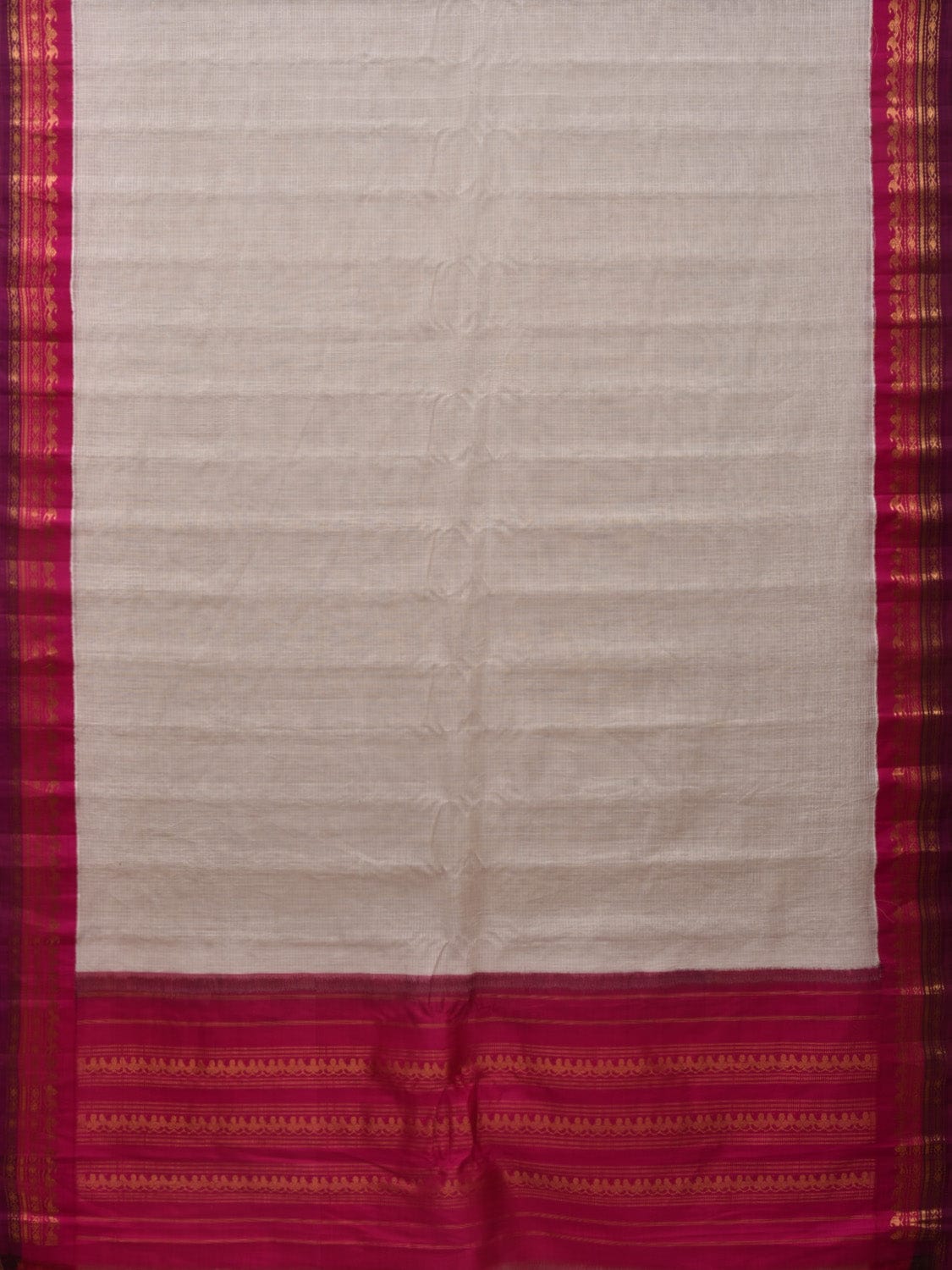 White and Pink Gadwal Cotton Handloom Saree with Checks Design No Blouse g0321