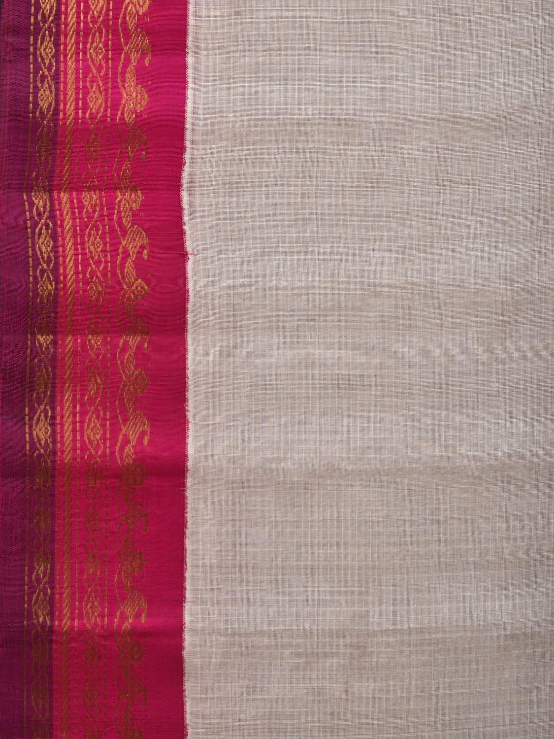 White and Pink Gadwal Cotton Handloom Saree with Checks Design No Blouse g0321