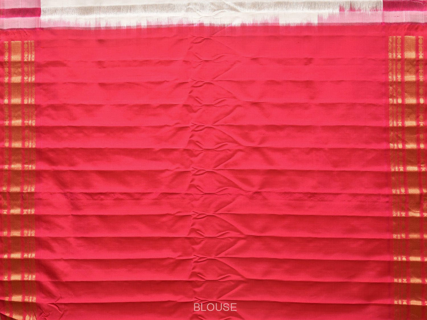 White and Pink Gadwal Silk Handloom Saree with Mango Pallu and Border Design g0341