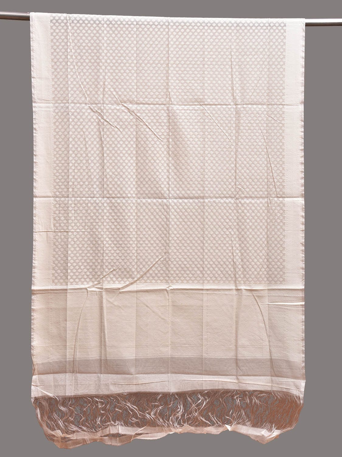White Banaras Cotton Silk Dupatta with Buta and Border Design ds3740