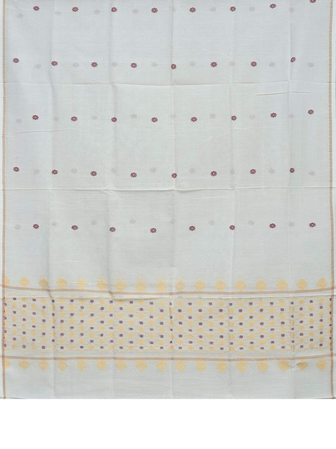 White Cotton Handloom Dupatta with Jamdani Design ds1875