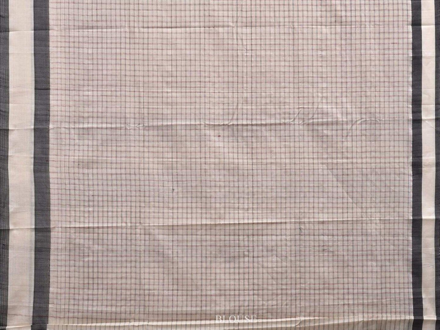 White Cotton Handloom Saree with Checks Design o0291