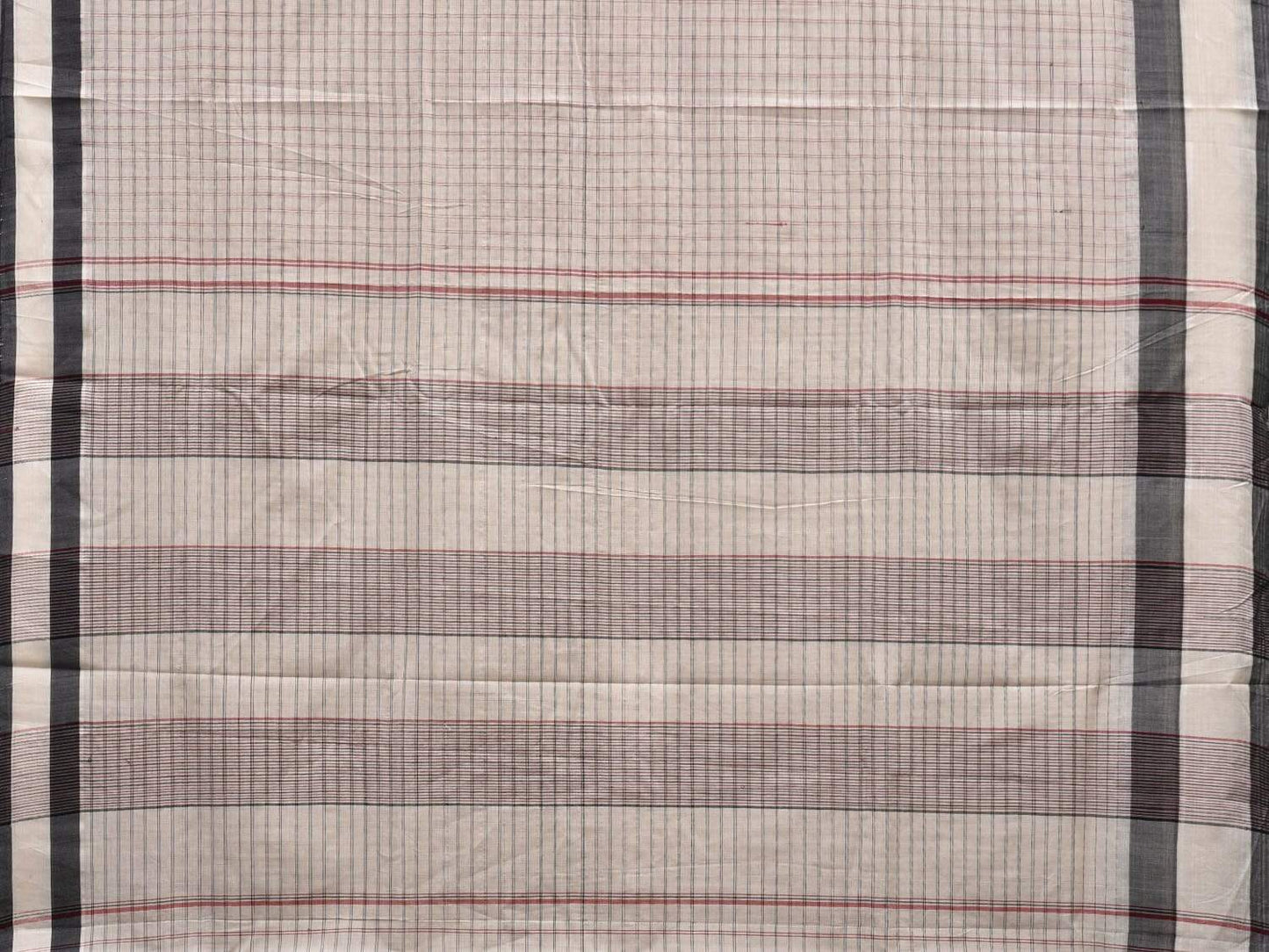 White Cotton Handloom Saree with Checks Design o0291
