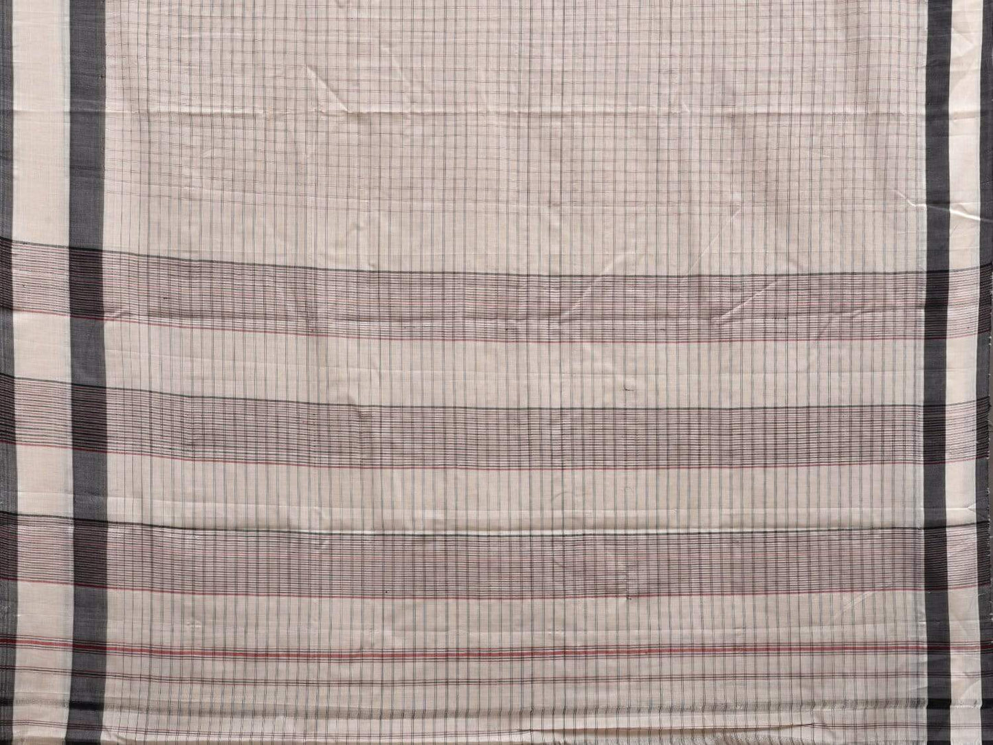 White Cotton Handloom Saree with Checks Design o0292