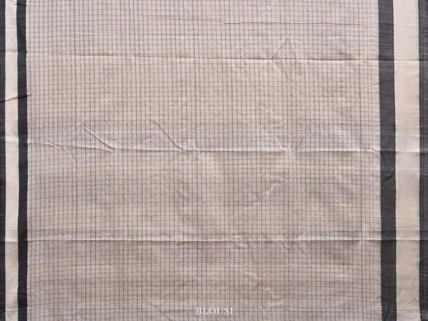 White Cotton Handloom Saree with Checks Design o0292