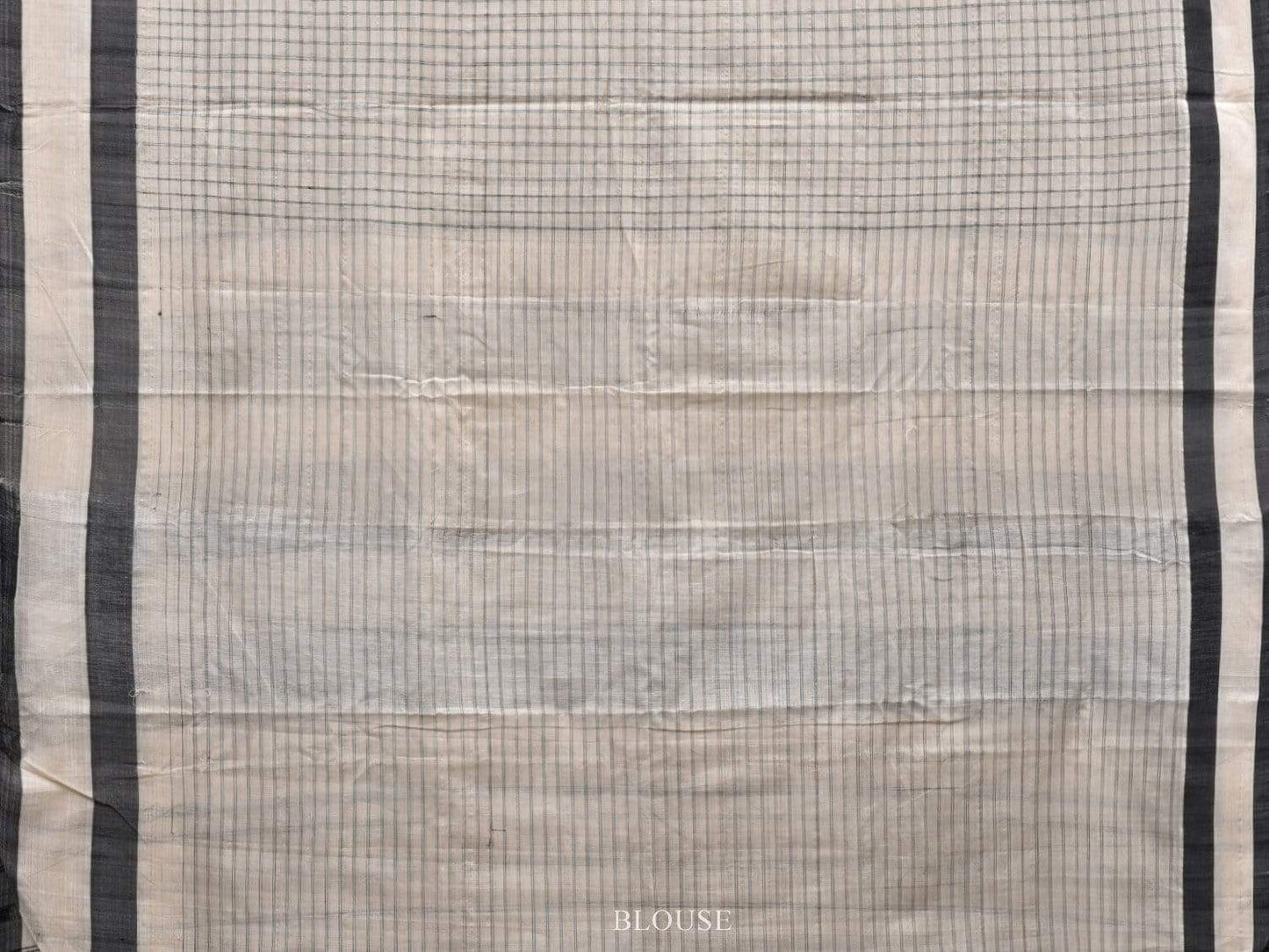 White Cotton Handloom Saree with Checks Design o0294