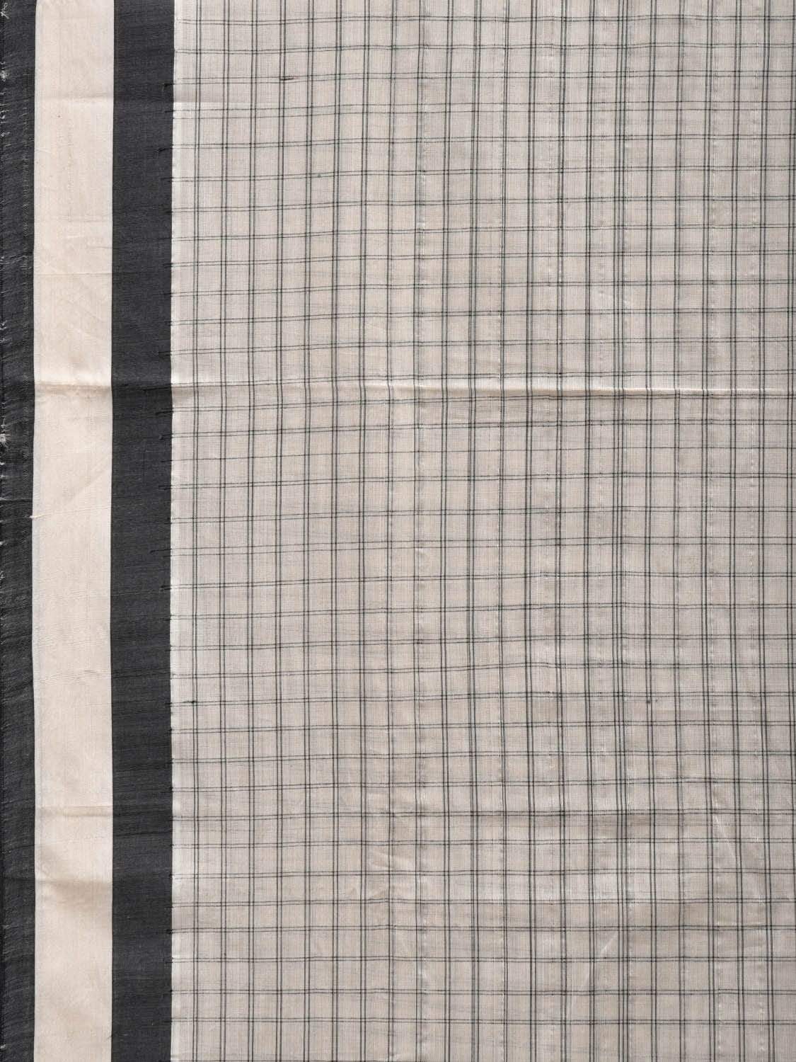 White Cotton Handloom Saree with Checks Design o0294
