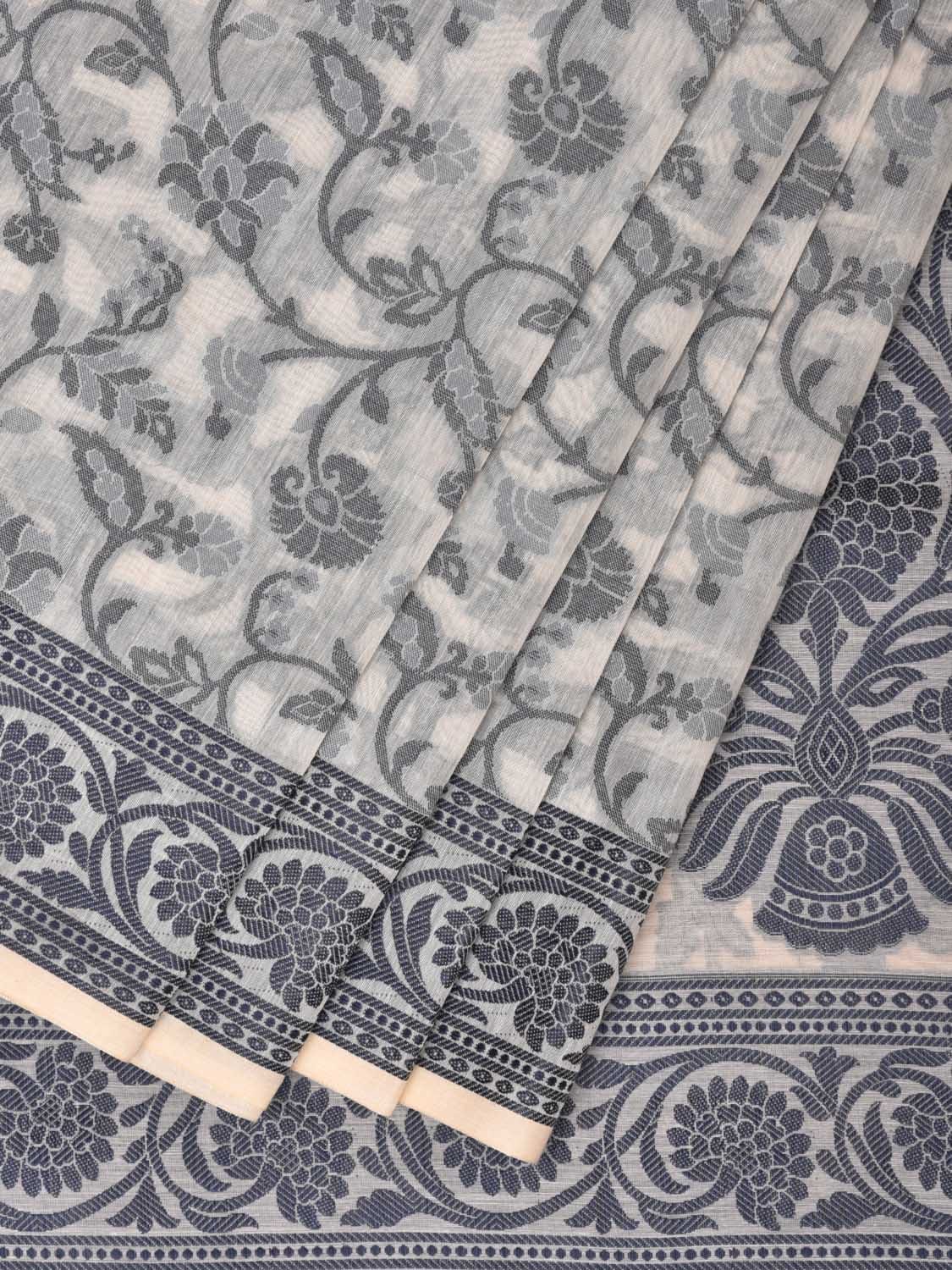 White Cut Work Sico Cotton Saree with All Over and Border Design o0410