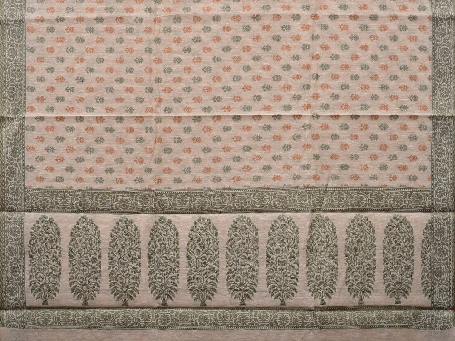 White Cut Work Sico Cotton Saree with All Over Banaras Design o0382