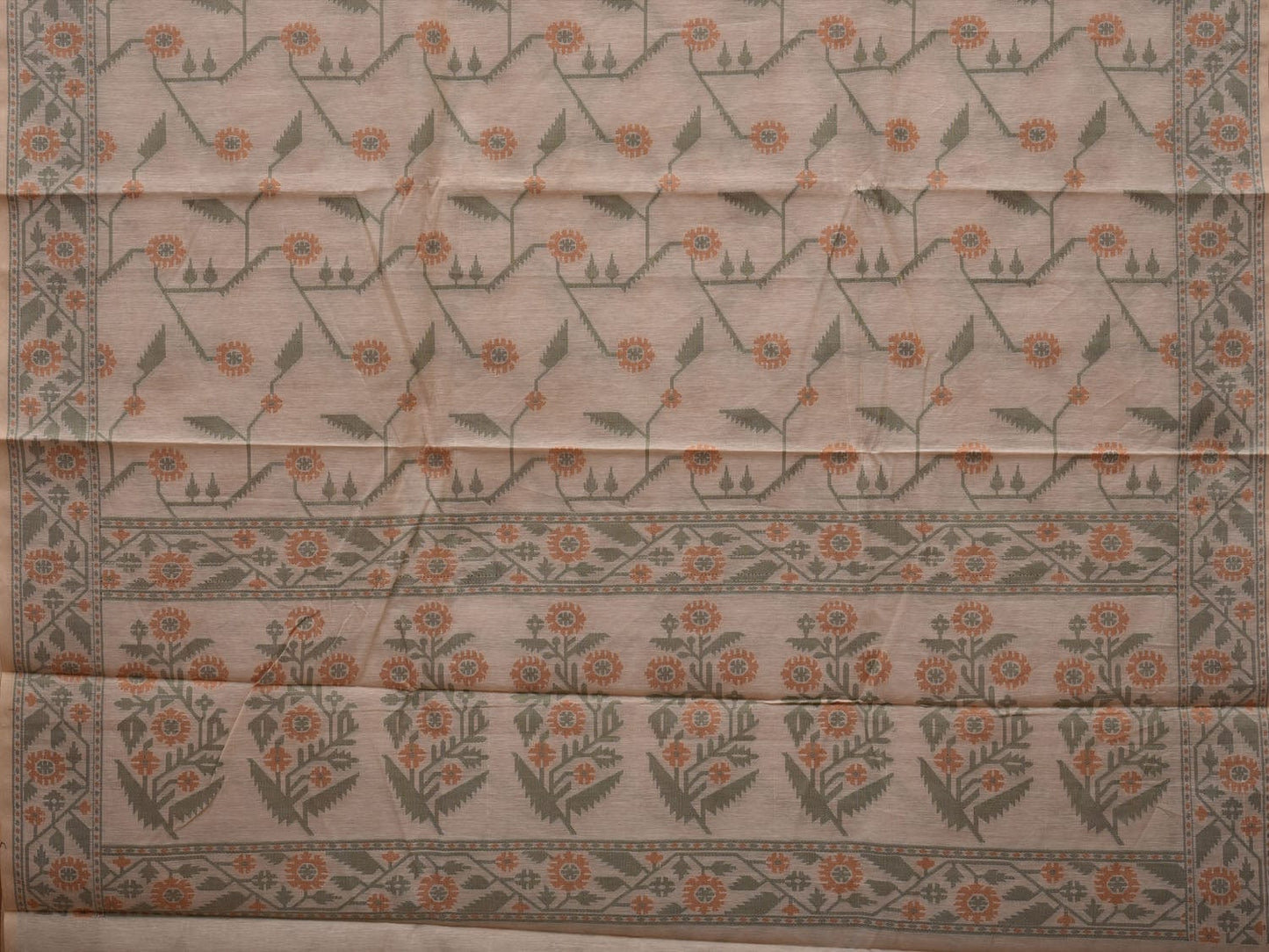 White Cut Work Sico Cotton Saree with All Over Banaras Design o0384
