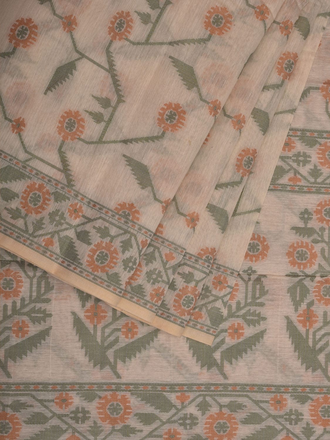 White Cut Work Sico Cotton Saree with All Over Banaras Design o0384