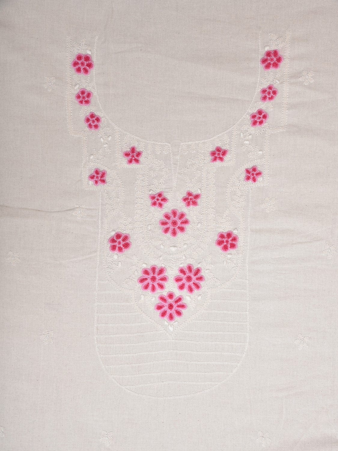 White Hand Embroidary Cotton Kurta with Floral Work Design f0235