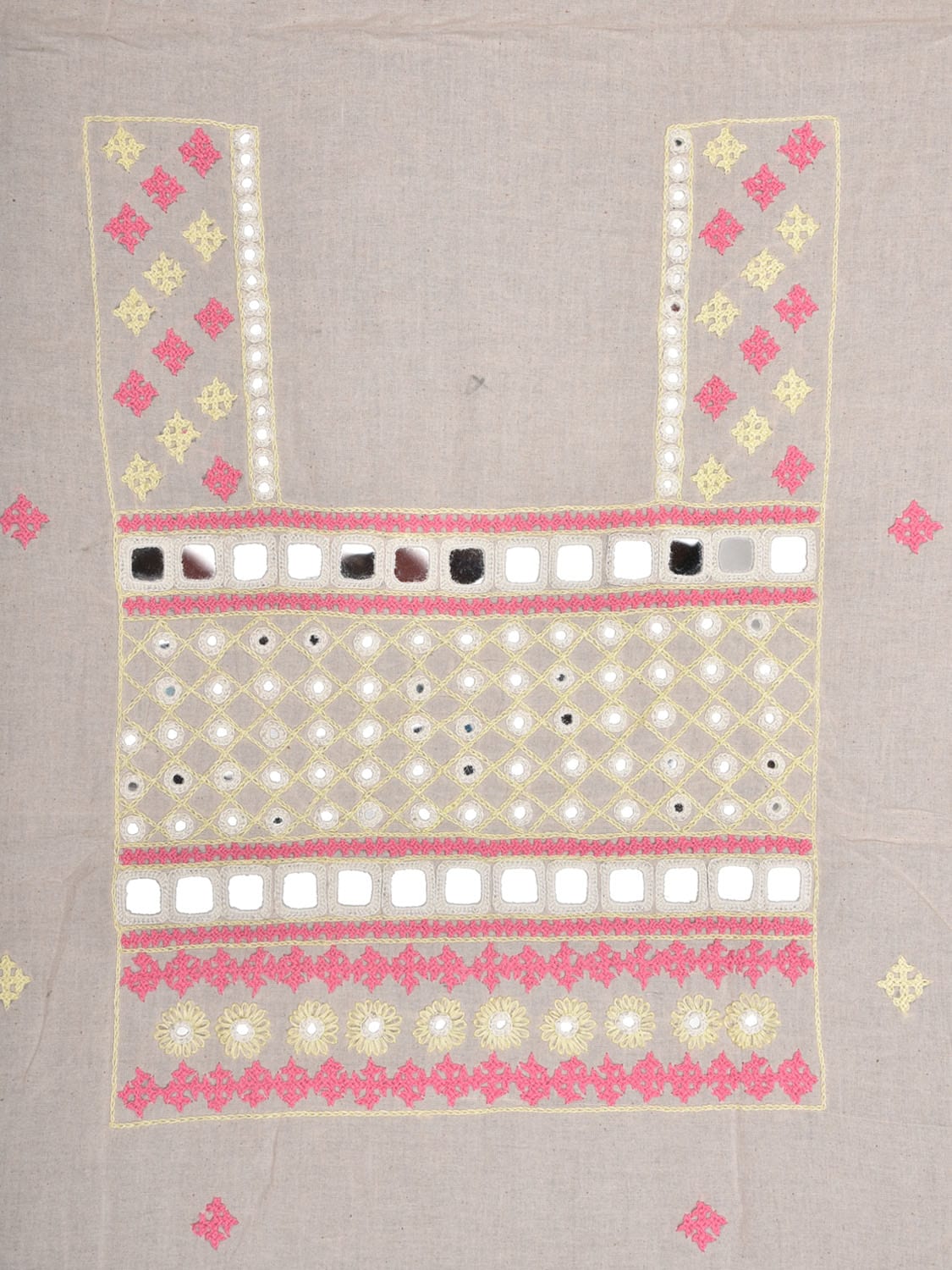 White Hand Embroidary Cotton Kurta with Mirror Work Design f0220