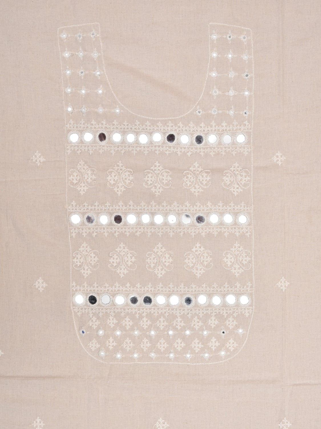 White Hand Embroidary Cotton Kurta with Mirror Work Design f0229