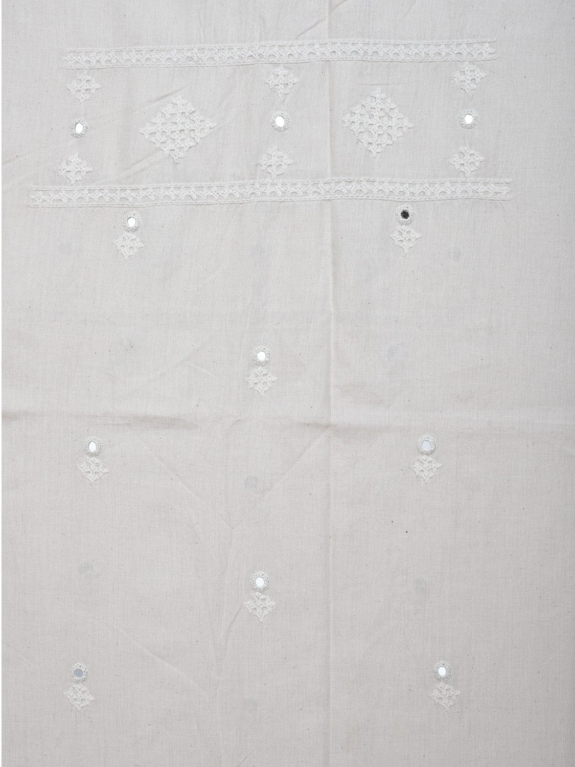 White Hand Embroidary Cotton Kurta with Mirror Work Design f0231