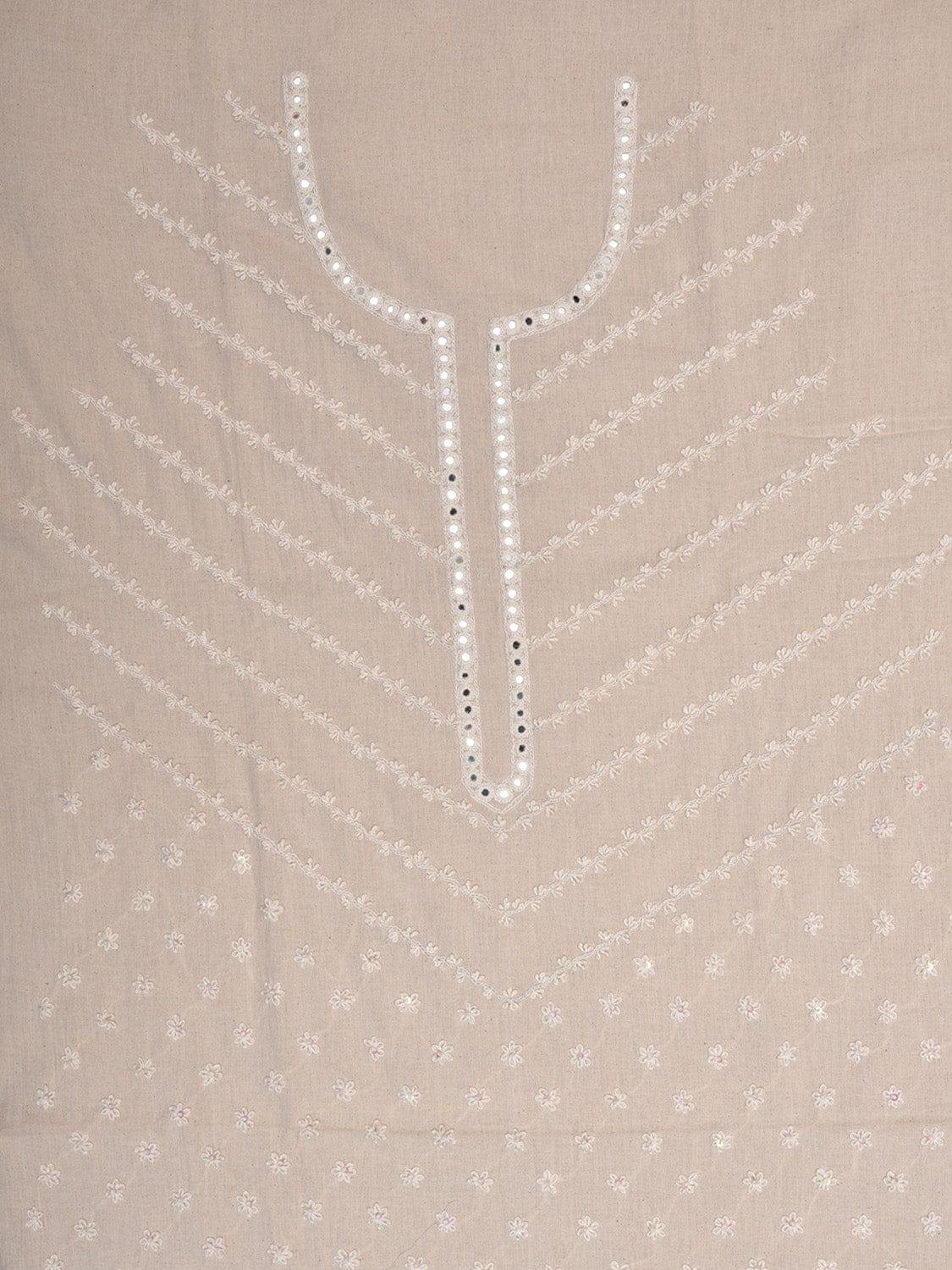 White Hand Embroidary Cotton Kurta with Mirrow Work Design and Dupatta f0224