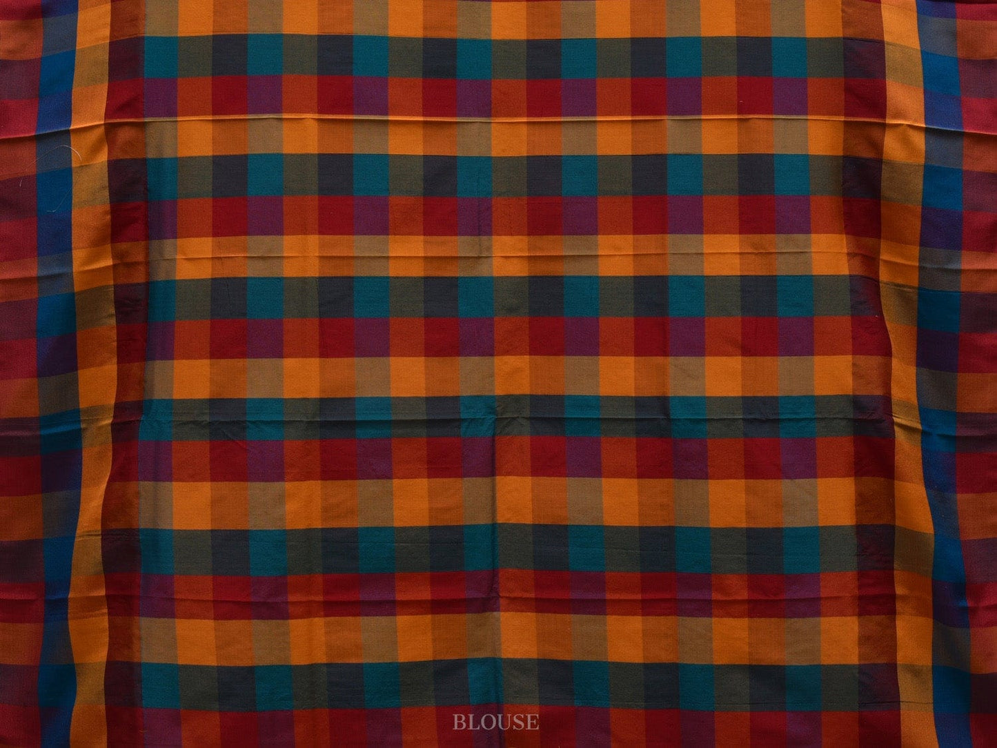 White Kanchipuram Silk Handloom Saree with Checks Border and Pallu Design k0516