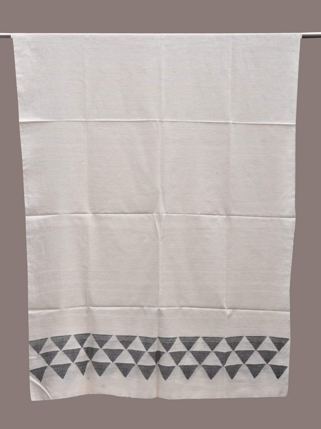 White Khadi Cotton Handloom Dupatta with Dhakai Design ds2482