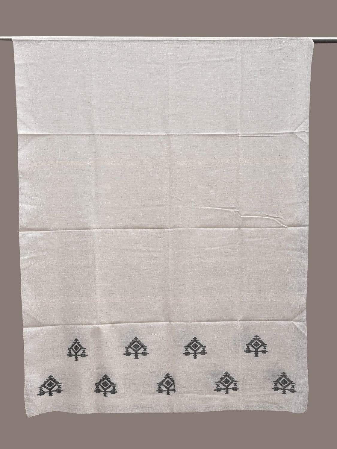 White Khadi Cotton Handloom Dupatta with Dhakai Design ds2485