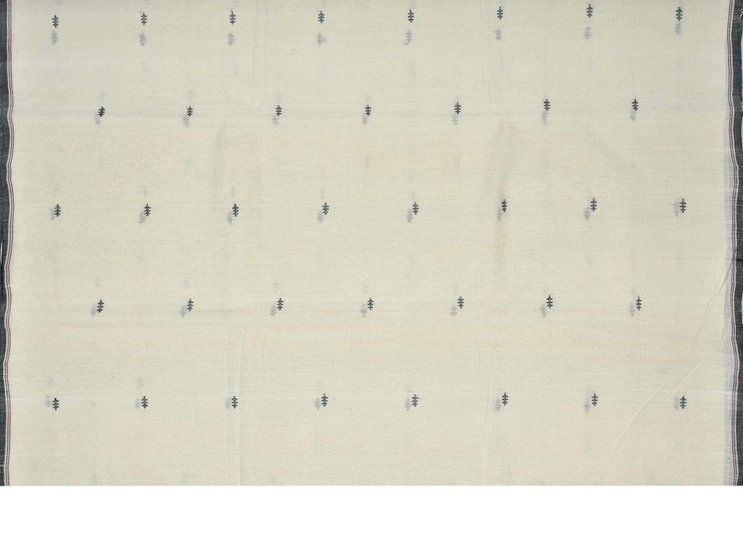 White Khadi Cotton Handloom 2.5mts Fabric Material with Jamdani Buta Design f0125