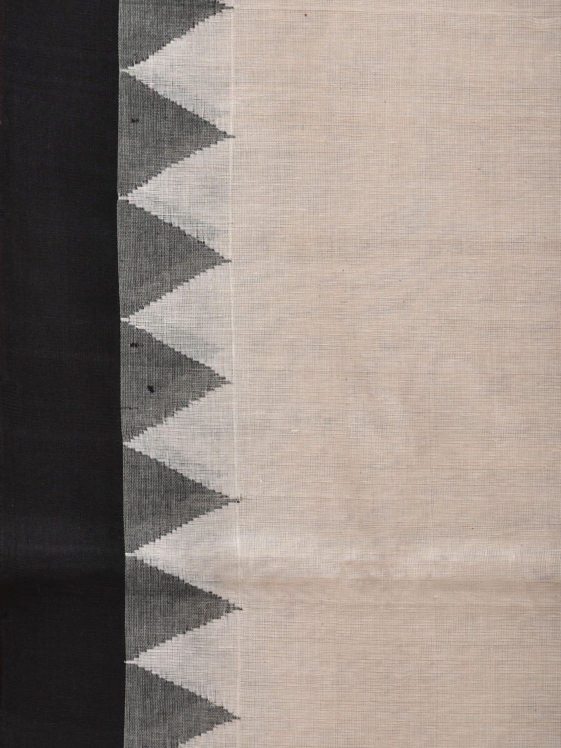 White Khadi Cotton Handloom Plain Saree with Temple Border Design kh0564