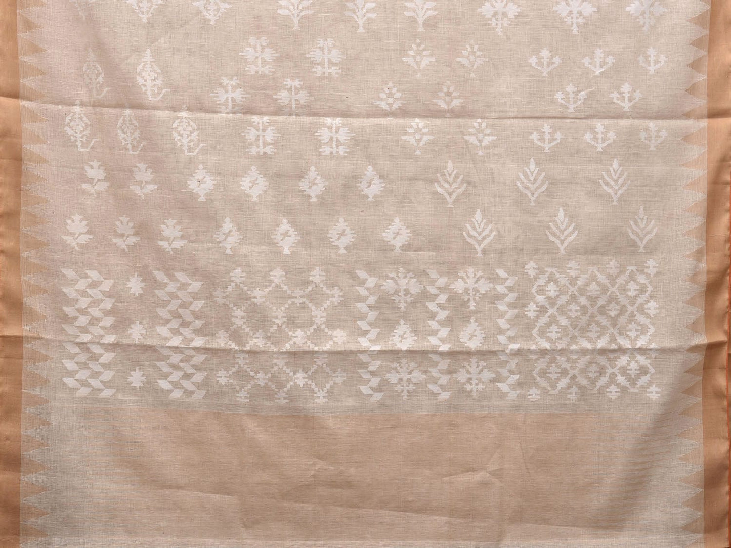 White Khadi Cotton Handloom Saree with All Over Assorted Buta Design kh0595