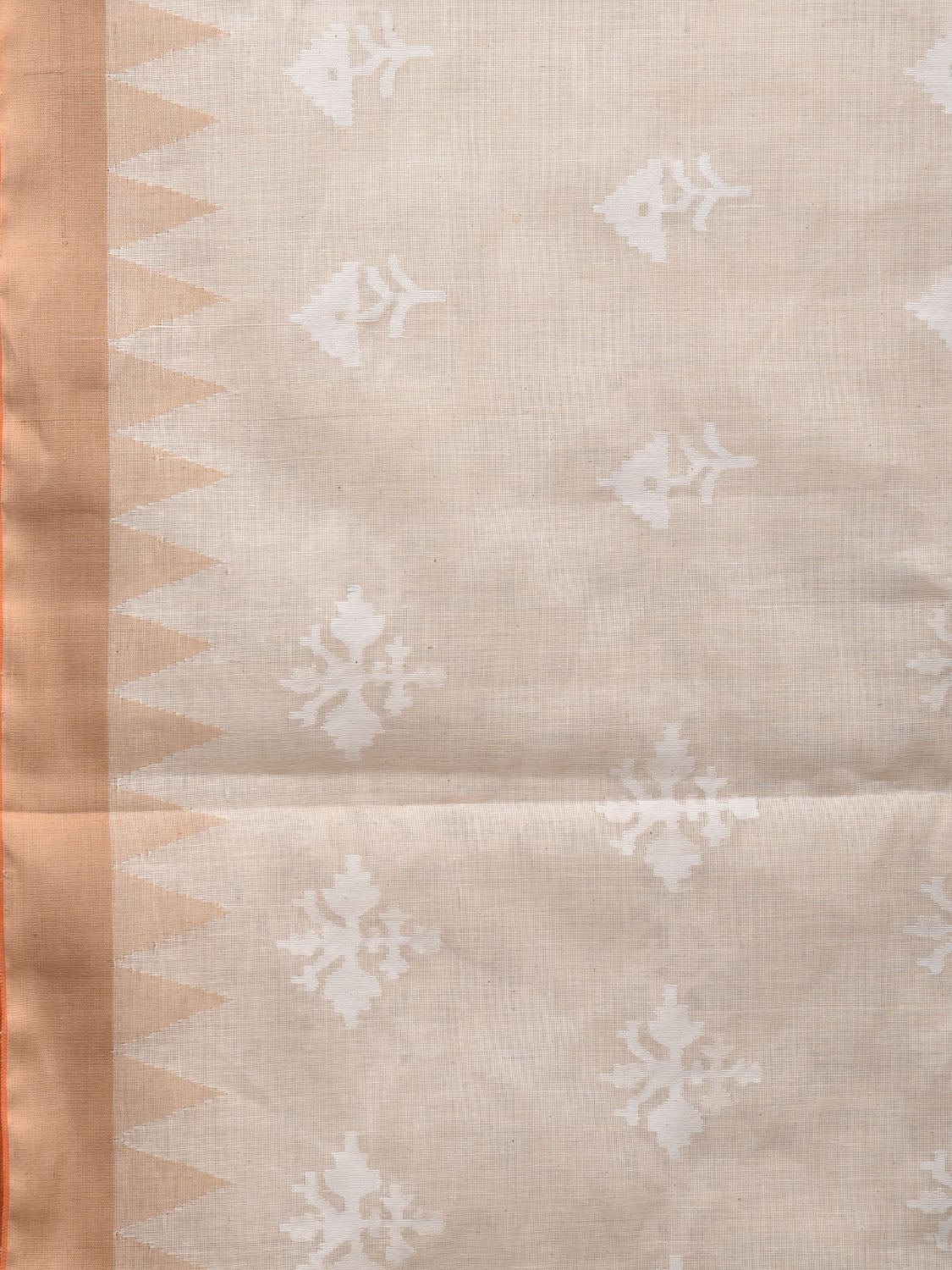 White Khadi Cotton Handloom Saree with All Over Assorted Buta Design kh0595