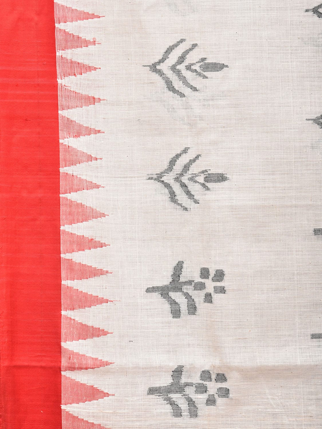 White Khadi Cotton Handloom Saree with All Over Assorted Butas Design No Blouse kh0615