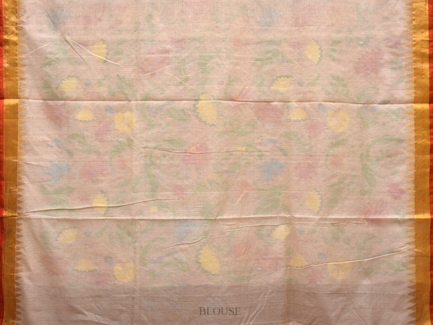 White Khadi Cotton Handloom Saree with All Over Design kh0535