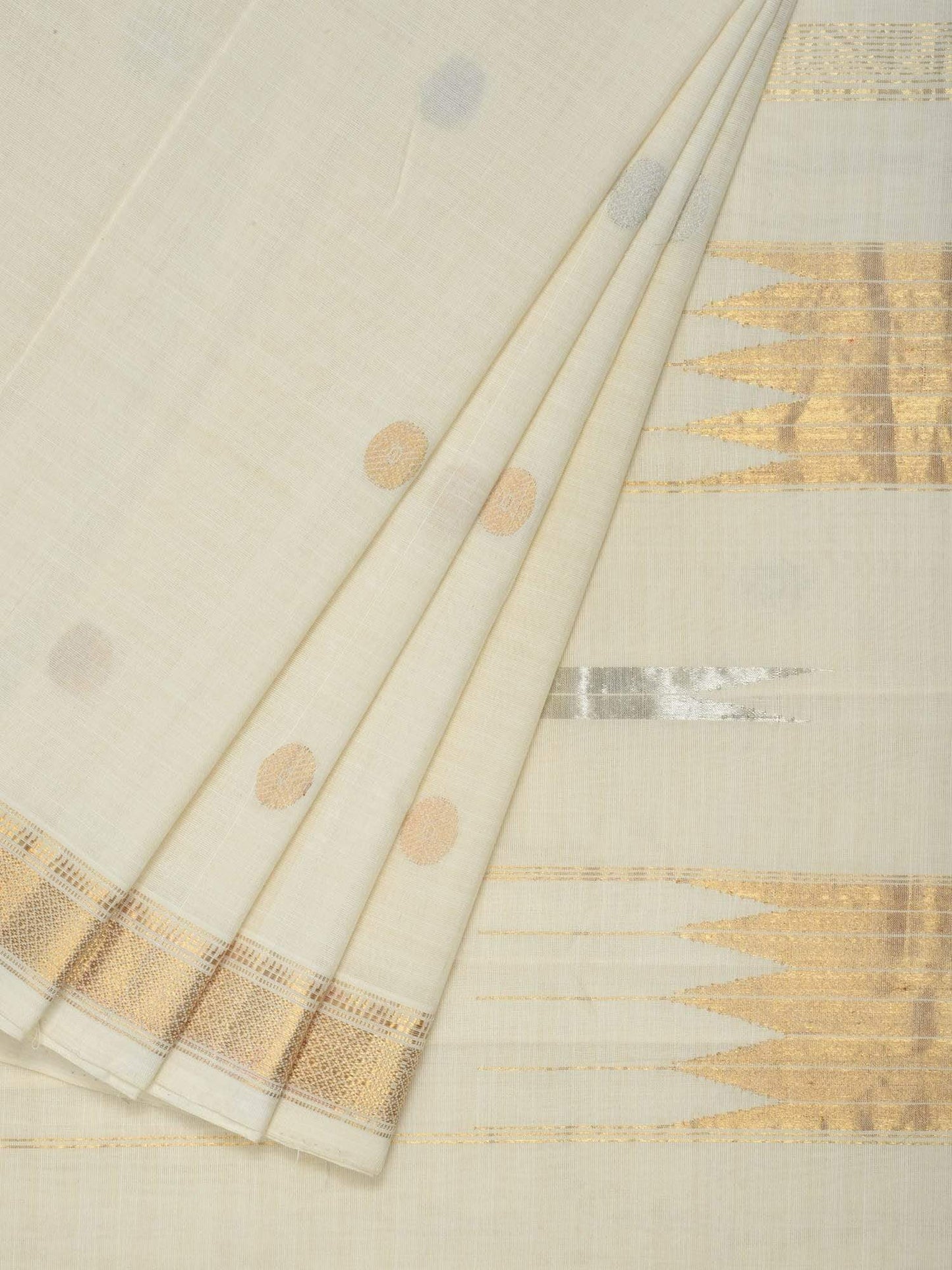 White Khadi Cotton Handloom Saree with Buta Design kh0408