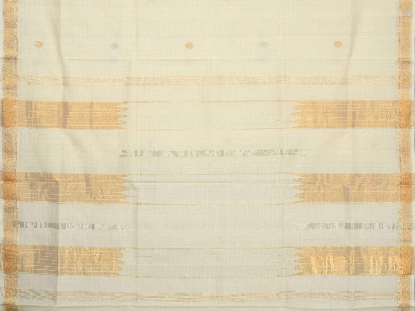 White Khadi Cotton Handloom Saree with Buta Design kh0408