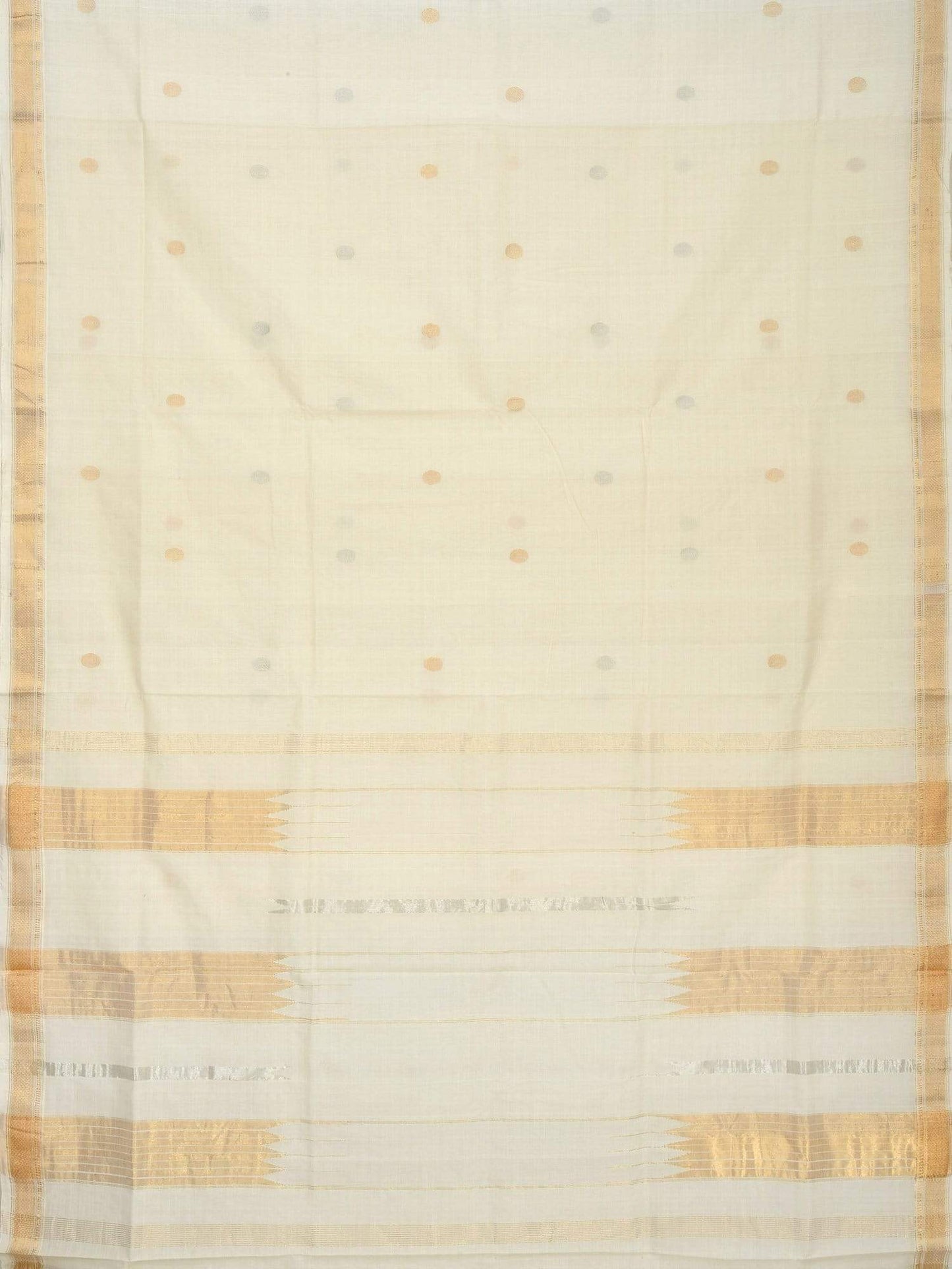White Khadi Cotton Handloom Saree with Buta Design kh0408