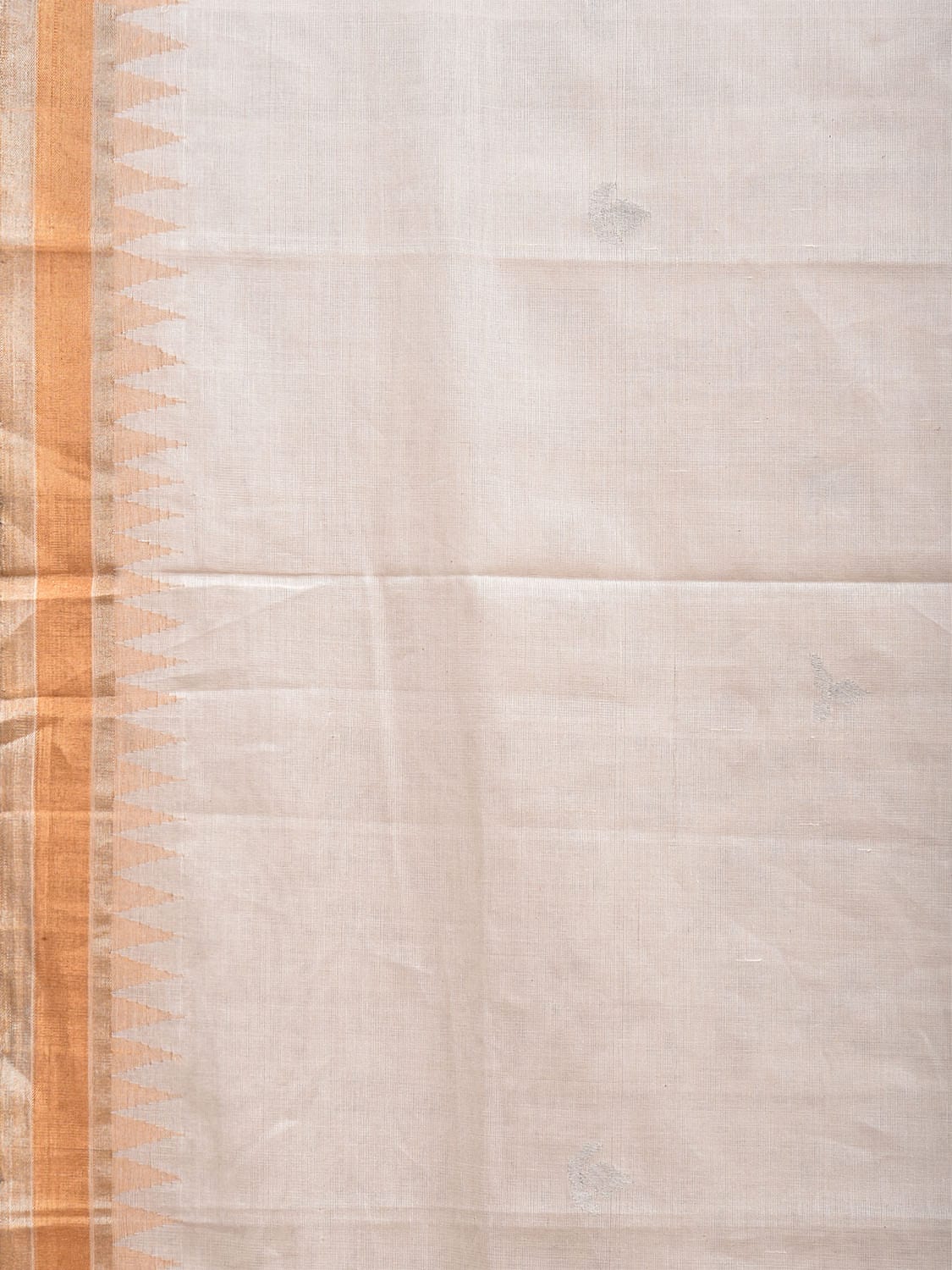 White Khadi Cotton Handloom Saree with Floral Pallu Design kh0692